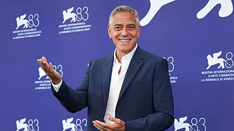 Actor George Clooney practices to accept his lifetime achievement award at the 83rd Venice Film Festival, Italy, 2 September 2026