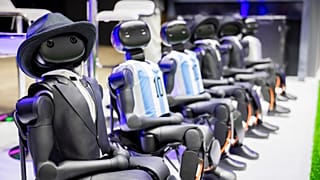 Robots from the company Booster sit on a small soccer field during the second press day of the IFA 2026 consumer electronic fair, IFA, in Berlin Thursday, Sept. 3, 2026.