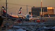 FILE - Aeroflot's passengers planes are parked at Sheremetyevo airport, outside Moscow, Russia, Tuesday, March 1, 2022