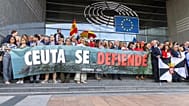 MEPs from PfE and EPP gathering in front of the European Parliament in Brussels