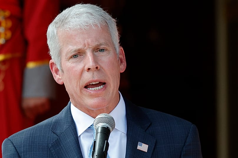 ABD Enerji Bakanı Chris Wright, Caracas'taki Miraflores Başkanlık Sarayı'nda ABD ile Venezuela arasında imzalanan petrol anlaşmasının ardından konuşuyor, 2 Eylül 2026.