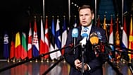 Estonia's now-resigned Defense Minister Hanno Pevkur speaking at NATO headquarters in Brussels, Belgium, 12 February 2026.