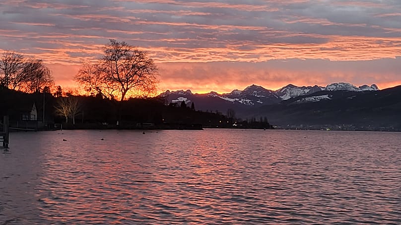 Mischa says waking to a sunset swim is "the best way to start a working day".