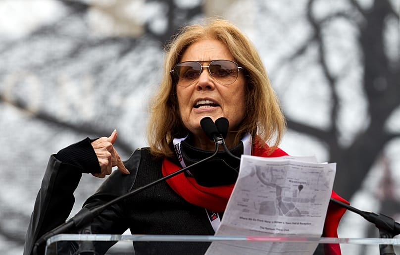 Gloria Steinem speaks to the crowd during the women's march rally in the Trump inauguration protest - 21 Jan. 2017