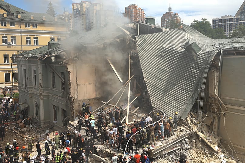 Aftermath of Russian strike on children's hospital in Kyiv