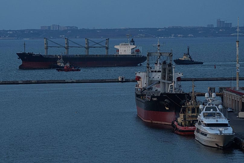Un navire dans le port d'Odessa, en Ukraine, le vendredi 28 mars 2025