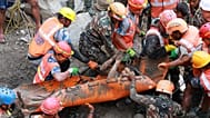 Soldiers rescue a worker from a tunnel during an ongoing operation at the Trishuli-3A hydropower project in Nepal's Rasuwa district, 4 September, 2026