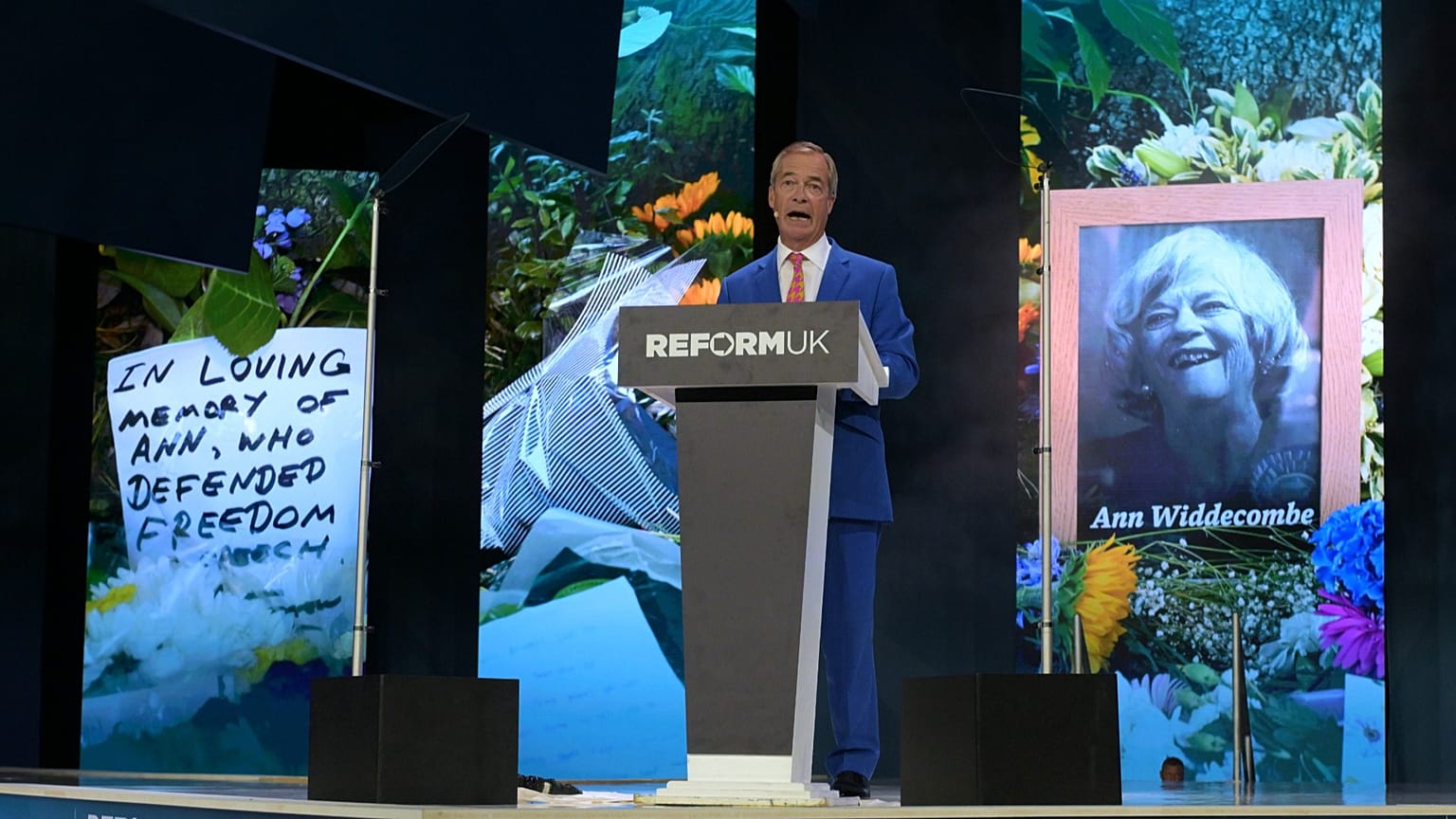 Reform Party Leader Nigel Farage speaks during the Reform party's annual conference at the National Exhibition Centre in Birmingham, 4 September, 2026