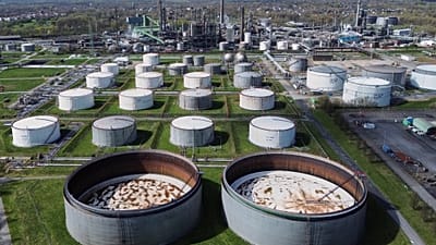 File - Empty oil tanks are seen at a big BP refinery in Gelsenkirchen, Germany, Wednesday, 1 April 2026. 