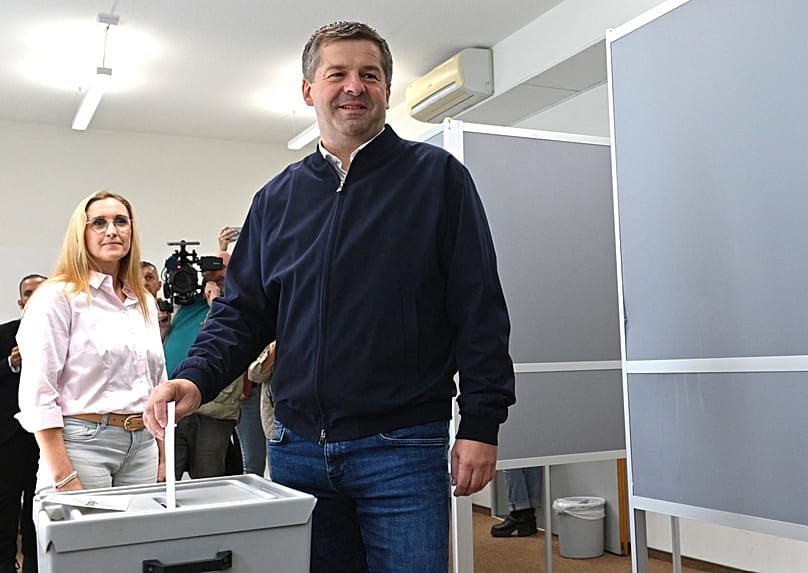 Sachsen-Anhalts CDU-Ministerpräsident Sven Schulze mit seiner Frau Kati Schulze in Magdeburg