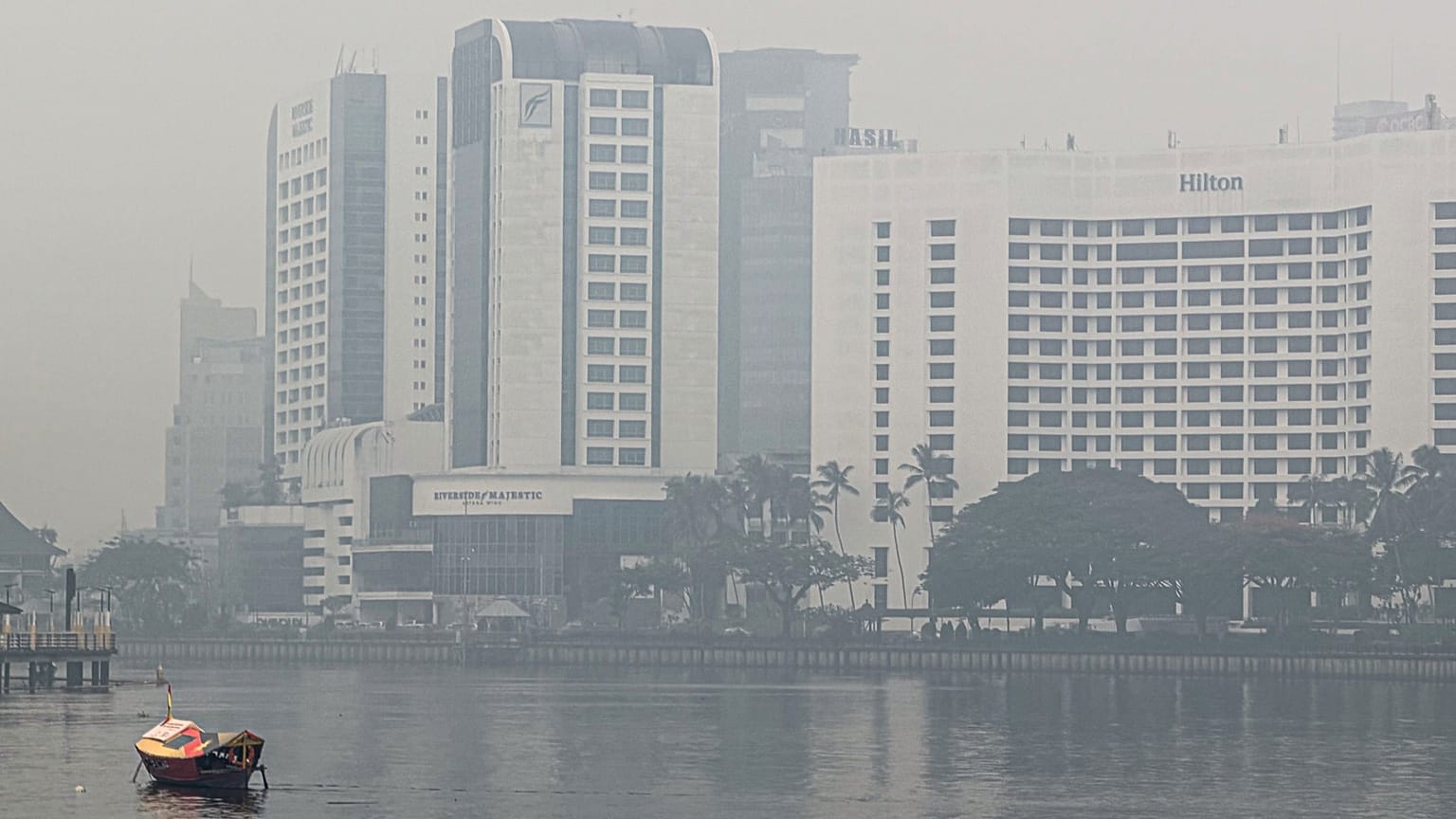 Kuching riverside in the city centre is shrouded in thick haze in Kuching, 4 September, 2026