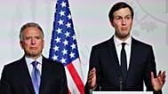 Steve Witkoff and Jared Kushner attend a press conference in Paris in January, 2026.