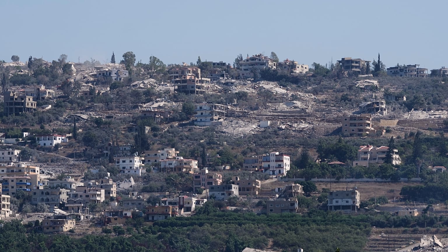 Homes lie in ruins in Mansouri village, southern Lebanon, Thursday, Sept. 3, 2026.