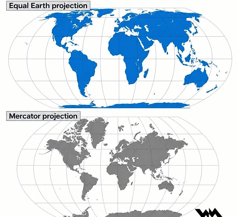 Proyección Equal vs Mercator