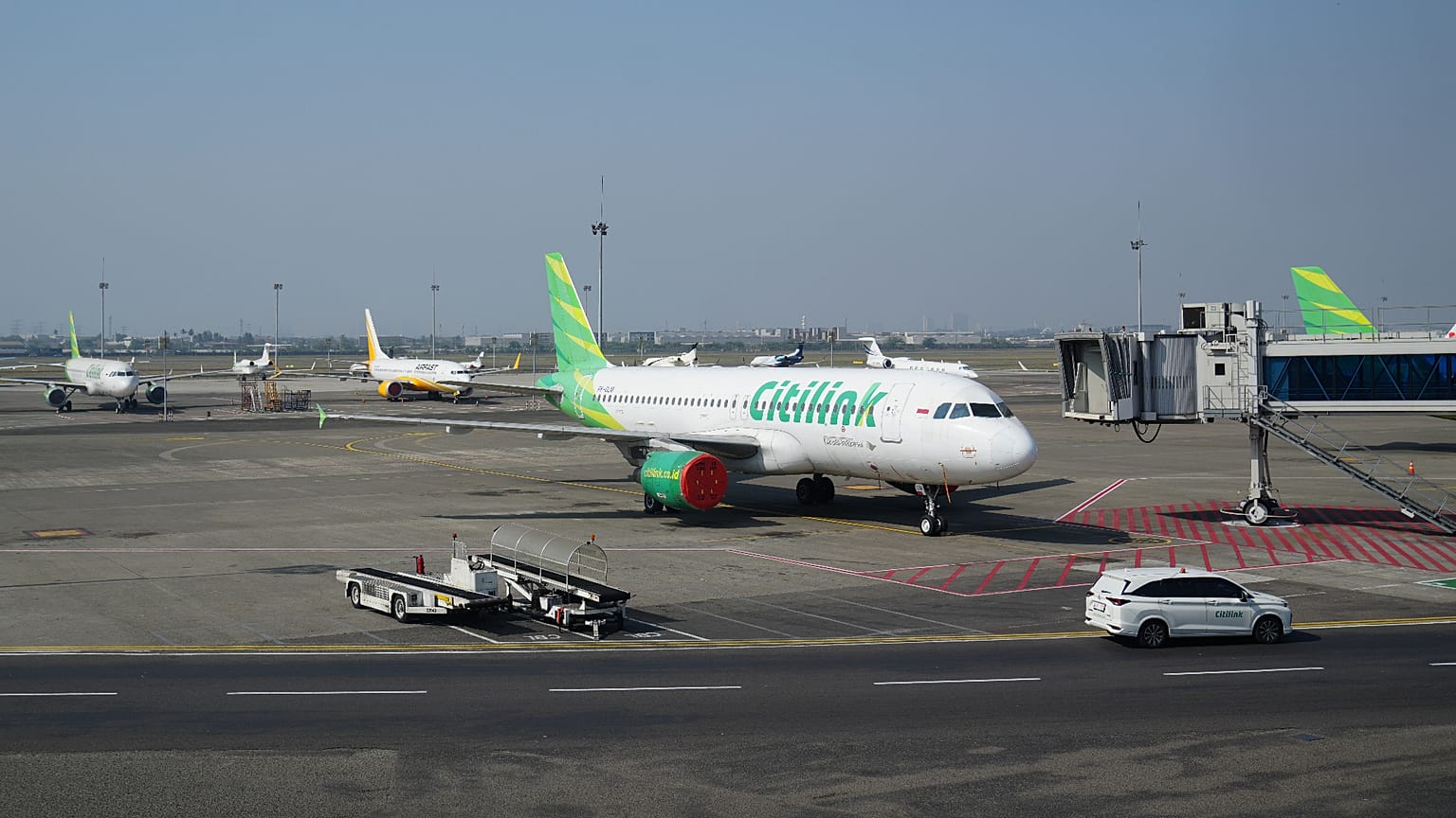 Airplanes are parked at Soekarno-Hatta International Airport in Tangerang, Indonesia, Sunday, Sept. 6, 2026.
