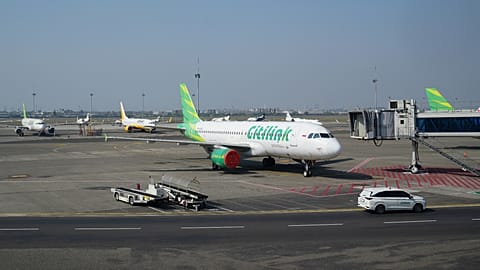 Airplanes are parked at Soekarno-Hatta International Airport in Tangerang, Indonesia, Sunday, Sept. 6, 2026.