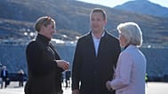 Denmark's Prime Minister Mette Frederiksen talks with Greenland's head of government Jens-Frederik Nielsen and European Commission President Ursula von der Leyen in Nuuk.