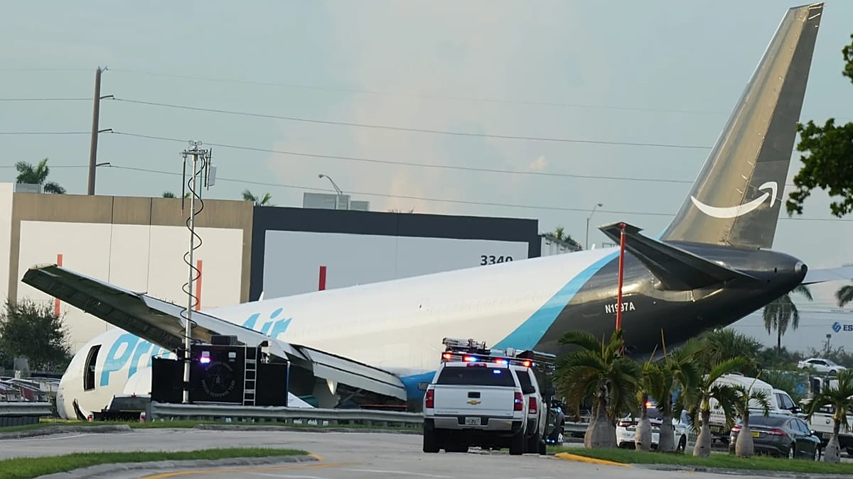 Amazon cargo plane overshoots Miami runway, at least five dead