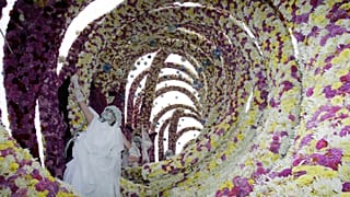 Une sculpture florale en forme de vague géante apparaît au corso fleuri dans le sud des Pays-Bas, le 11 septembre 2005.