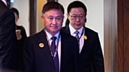 FILE. Chinese Vice Minister of Finance Liao Min and Pan Gongsheng, head of China Central Bank, arrive for the G20 Finance Ministerial in North Carolina, 31 Aug. 2026