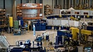 Technicians work on the poloidial field coil assembly line at the ITER in Saint-Paul-Lez-Durance, southern France, July 28, 2020.