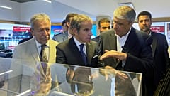 Head of the Atomic Energy Organisation of Iran alongside the IAEA director general in April 2025