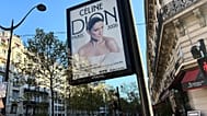 A poster promotes Céline Dion's autumn concerts in Paris, France