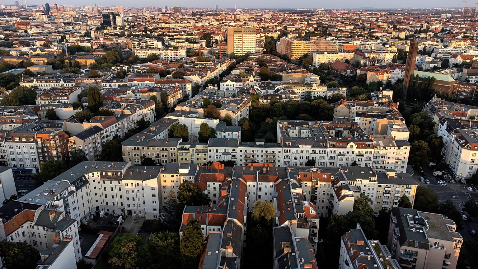 Tuesday, Sept. 7, 2021 file photo, shows the Wilmersdorf district with office buildings and apartment houses in Berlin.