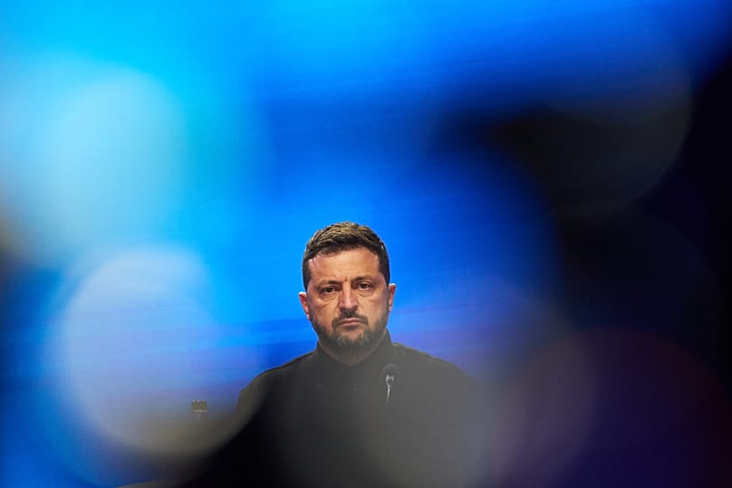 Ukraine's President Volodymyr Zelenskyy attends a joint news conference during the Coalition of the Willing summit in Kyiv, 24 August, 2026