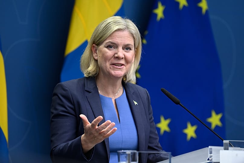 Sweden’s then Prime Minister Magdalena Andersson gives a news conference in Stockholm, 14 September, 2022