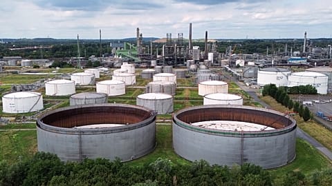 FILE - The Ruhr Oil Refinery in Gelsenkirchen, Germany. Aug. 5, 2026. (AP Photo/Martin Meissner)