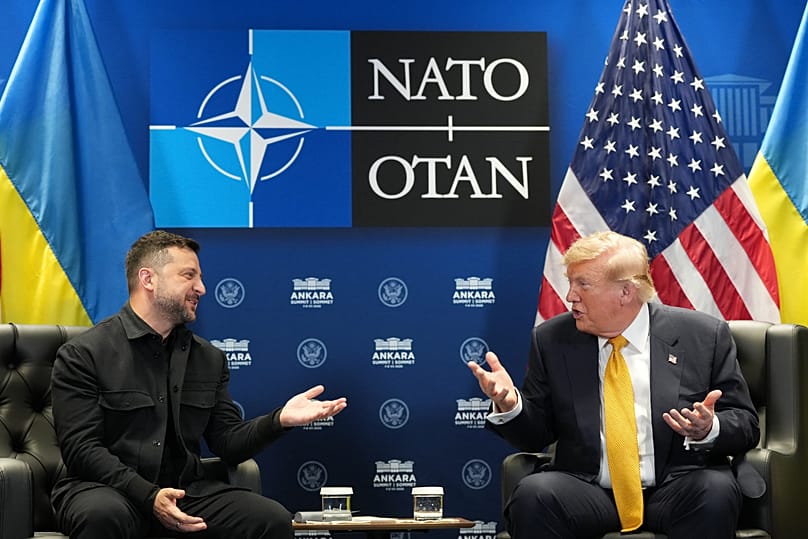 US President Donald Trump meets with Ukraine's President Volodymyr Zelenskyy on the sidelines of the NATO summit in Ankara, 8 July, 2026