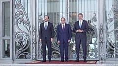 رئيس جمهورية قبرص نيكوس خريستودوليدس، رئيس مصر عبد الفتاح السيسي، ورئيس وزراء اليونان كيرياكوس ميتسوتاكيس