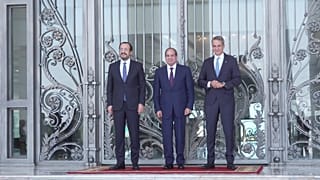 Ο Πρόεδρος της Κυπριακής Δημοκρατίας Νίκος Χριστοδουλίδης, ο Πρόεδρος της Αιγύπτου Αμπντέλ Φατάχ Αλ Σίσι και ο Πρωθυπουργός της Ελλάδας Κυριάκος Μητσοτάκης