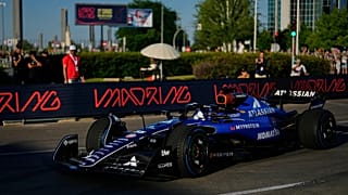 Spanish Williams driver Carlos Sainz drives his car during a demonstration of the future Madrid Formula 1 street circuit on 7 June 2025.