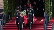 King Harald V’s coffin leaves Oslo Cathedral, followed by King Haakon VIII, Queen Mette-Marit and Queen Sonja after his funeral service in Oslo. Wednesday, 9 Sept., 2026.