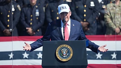 FILE - President Donald Trump speaks during a Steel Across America event with the Tunnel to Towers Foundation on the Ellipse, 8 Sept 2026, in Washington.