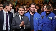 FILE: French President Emmanuel Macron, with Philippe Baptiste, Thomas Pesquet, Arnaud Prost, Sophie Adenot, presidential Elysee Palace in Paris, 5 February 2026.