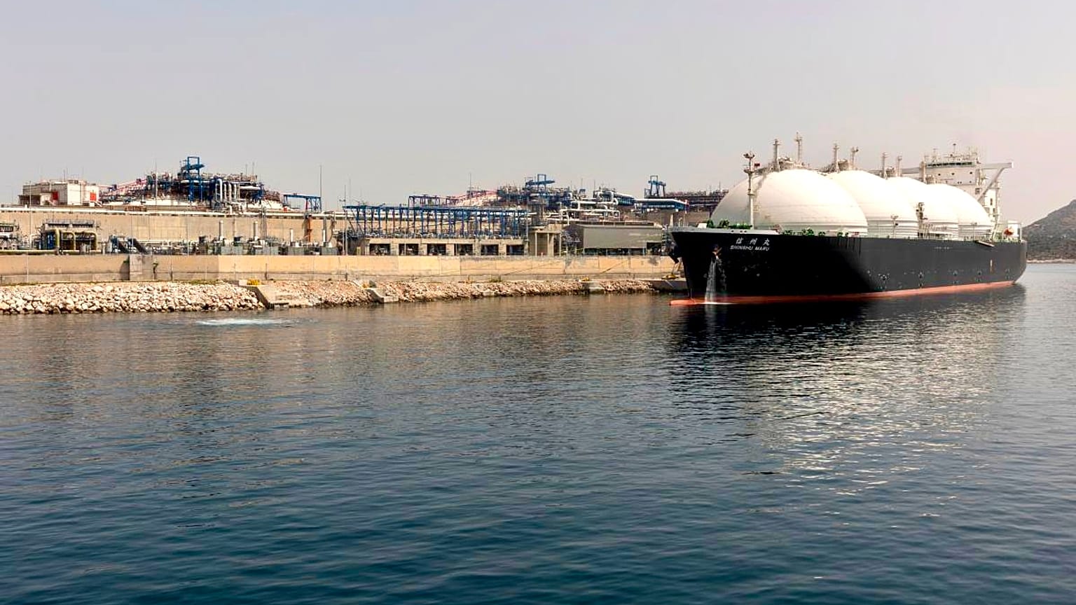 An LNG carrier at the Revithoussa LNG terminal in Greece.