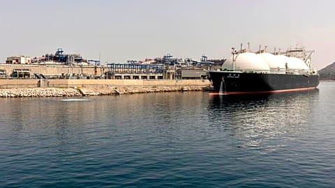 An LNG carrier at the Revithoussa LNG terminal in Greece.