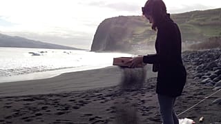Recolha de amostras, Praia de Almoxarife, ilha do Faial, novembro de 2020