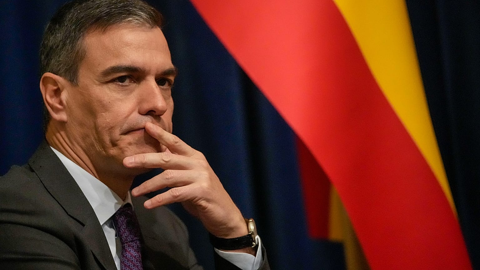 El presidente del Gobierno español, Pedro Sánchez, durante una reunión en Liubliana, Eslovenia, el 16 de abril de 2024.