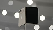 The iPhone Duo is displayed during an announcement of new products on Wednesday