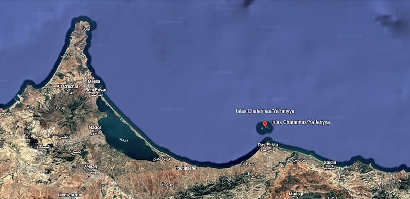 Ubicación de las islas Chafarinas, al este de la española Melilla y frente a la marroquí Ras el Ma.