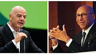 Gianni Infantino, président de la FIFA à gauche et Philippe DIallo, président de la FFF à droite. 