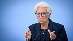 Christine Lagarde, President of the European Central Bank, address the media during a press conference following the ECB Governing Council's off-site meeting at the Deutsche B