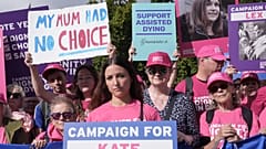 Campaigners gather to protest in support of assisted dying, in Parliament Square, central London, Friday 11 Sept., 2026.