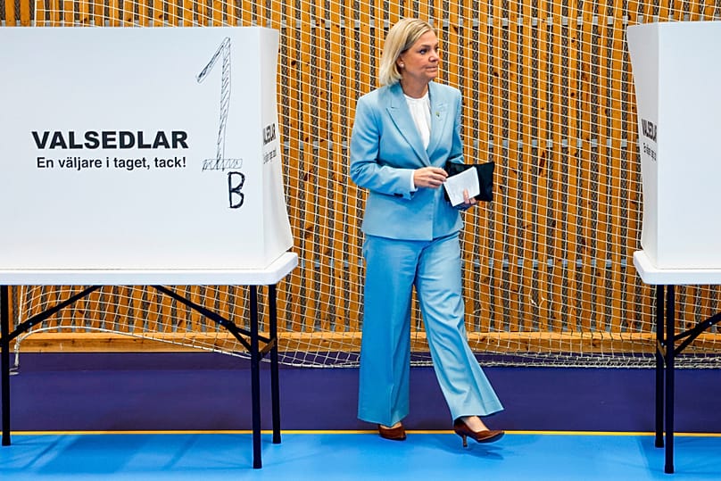 Sozialdemokratin Magdalena Andersson bei der Stimmabgabe 