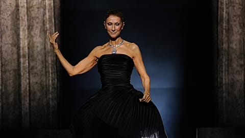 Singer Celine Dion performs during the opening concert of her "Celine Dion Paris 2026" residency at the Plenitude Arena in Nanterre, France, outside Paris, Saturday, Sept. 12.