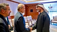 Sheikh Khaled meets Iran's President Pezeshkian in New Delhi, 12 September 2026.